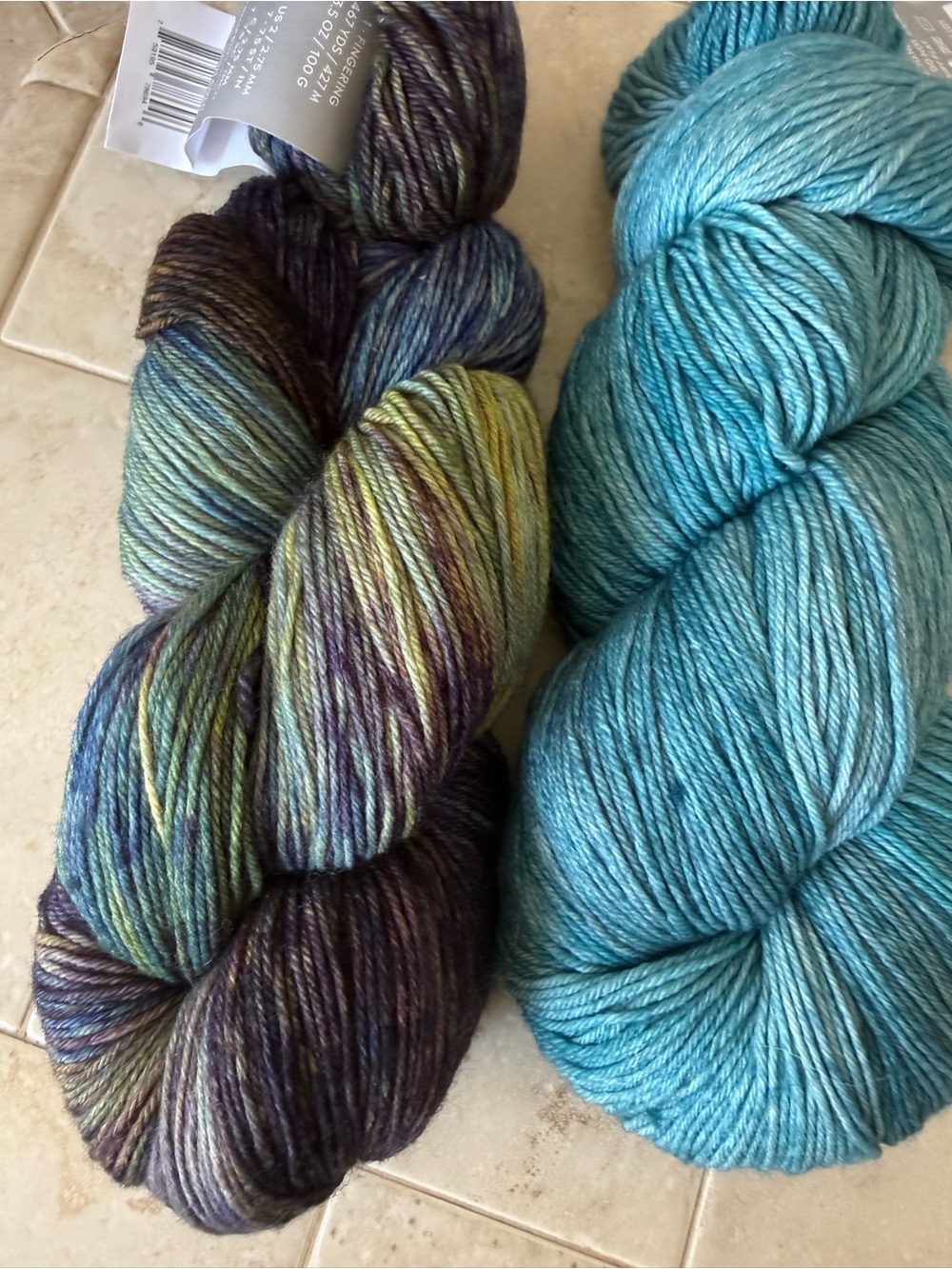 Cloudborn Malabrigo Merino Superwash Sock Yarn - Teal & Multicolor 2 Hanks - Picture 11 of 11